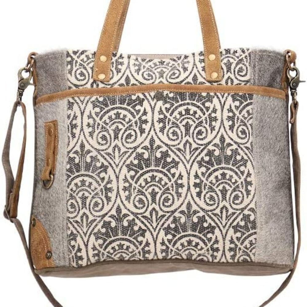 Myra Bag Ace Upcycled Canvas & Cowhide Messenger Bag S-1476